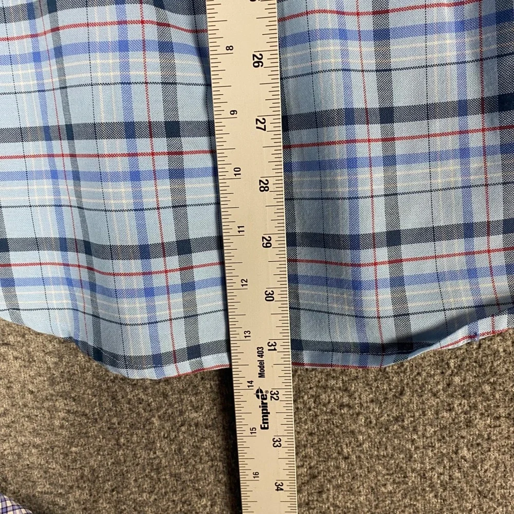 Towncraft‎ Mens Shirt Size M Blue Plaid Wrinkle Free Short Sleeve Button Up